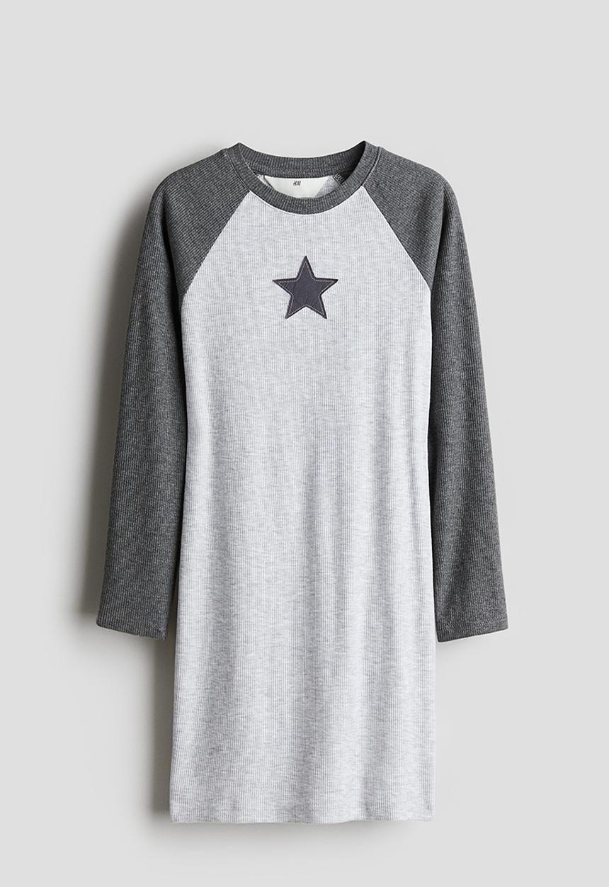 H&M - Printed raglan-sleeved dress - grey & star
