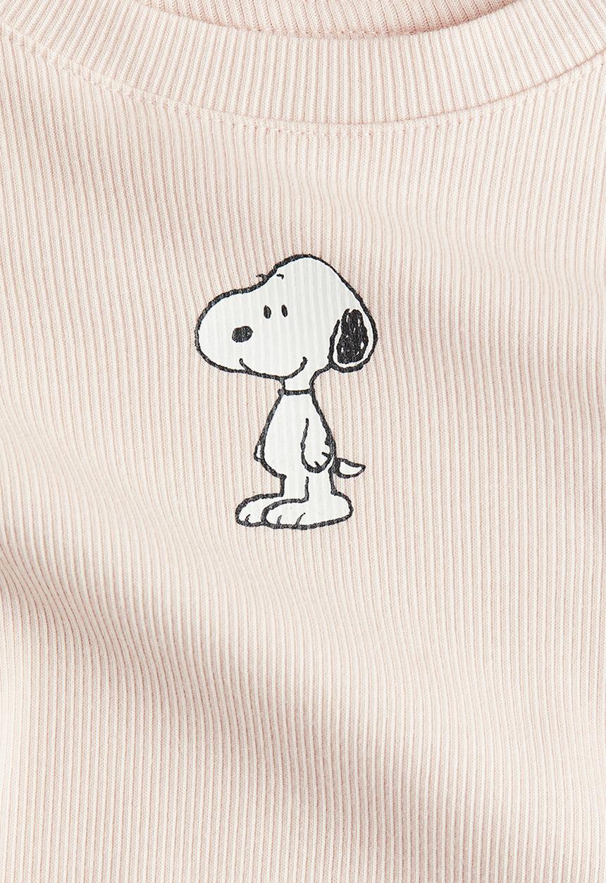 H&M - Print-motif jersey top - pink snoopy