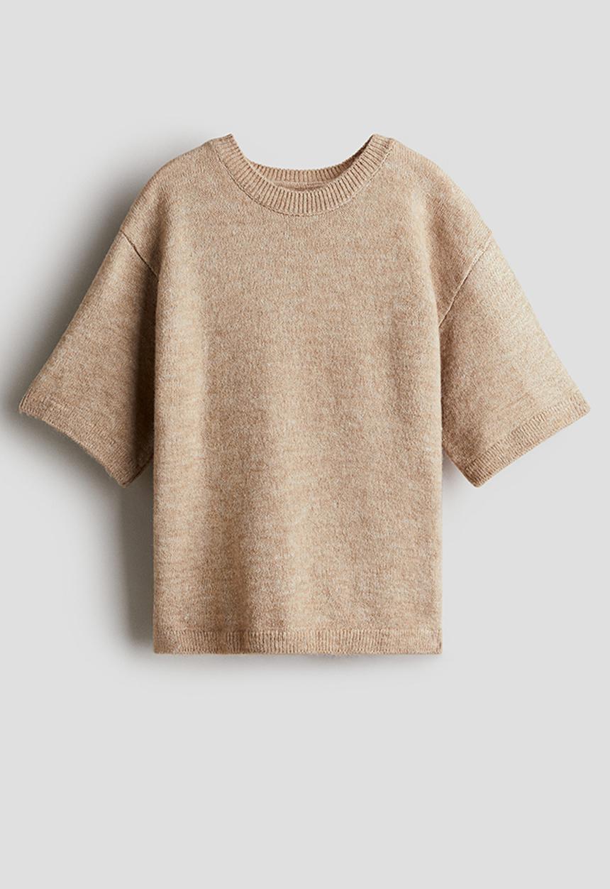 H&M - Knitted T-shirt - beige