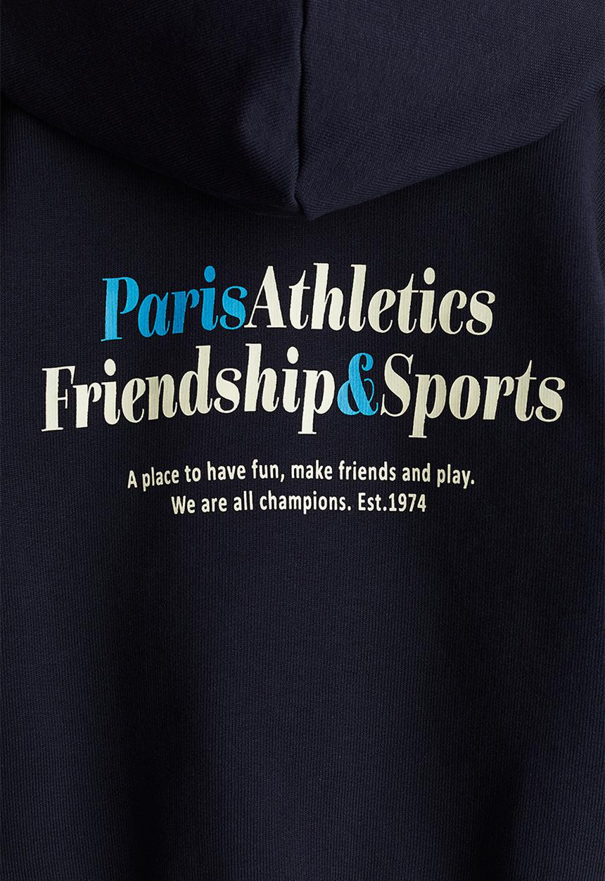 H&M - Print-detail hoodie - navy blue/paris athletics 
