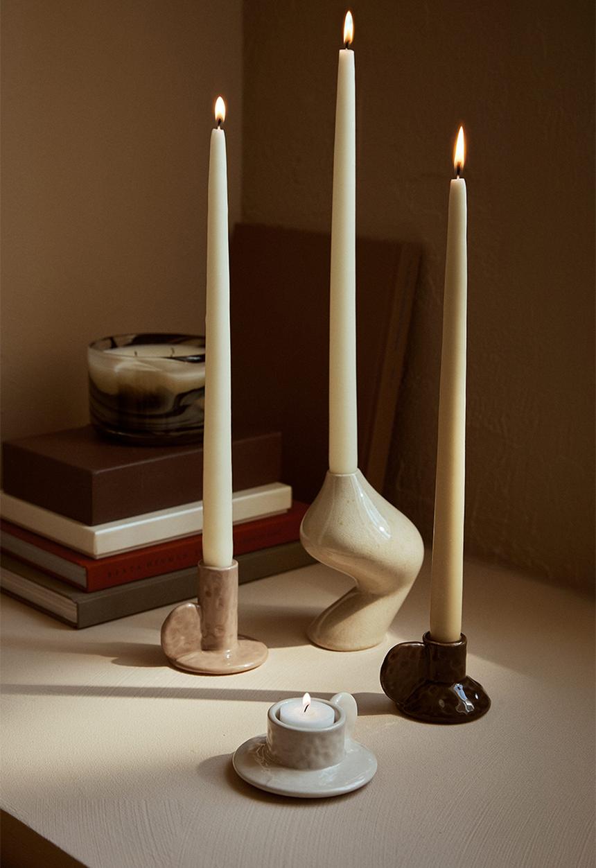 H&M - Stoneware candlestick - white