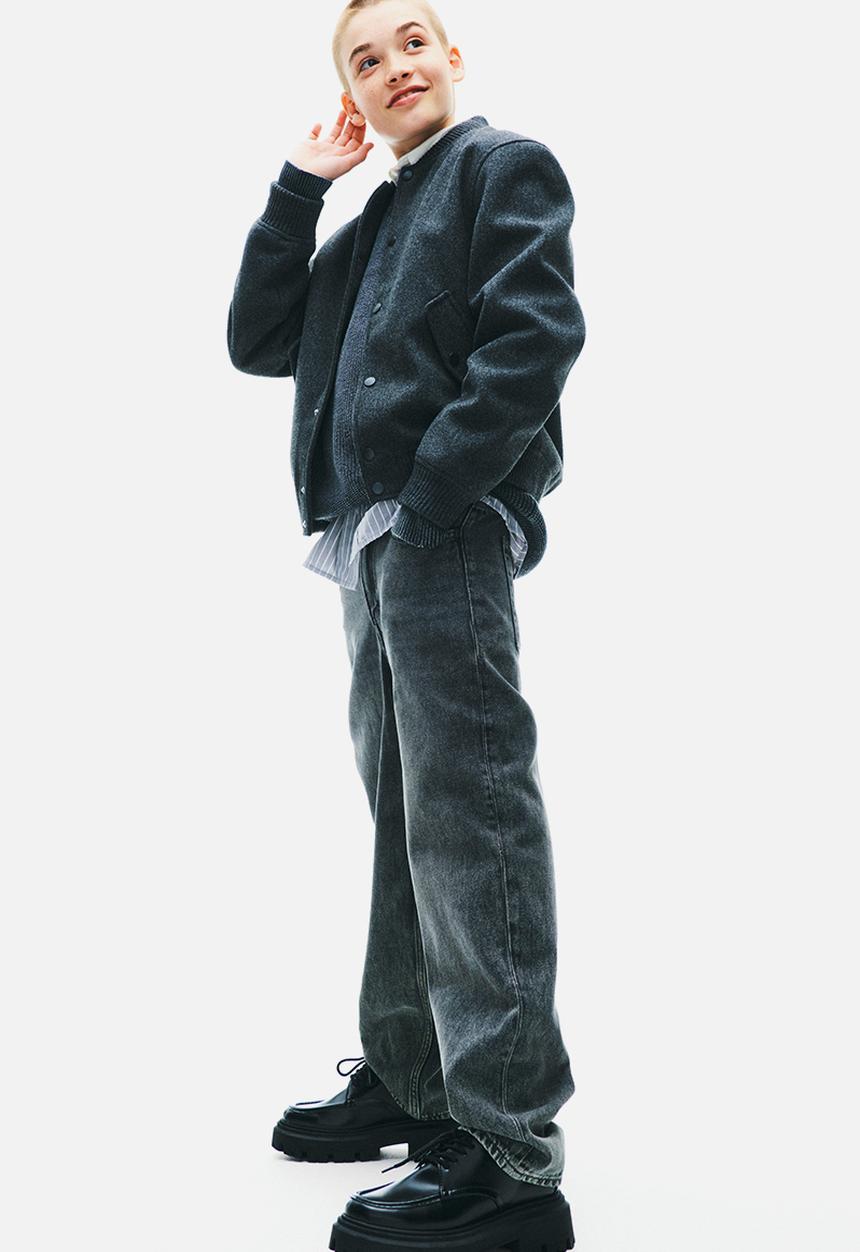 H&M - Felted bomber jacket -  dark grey marl