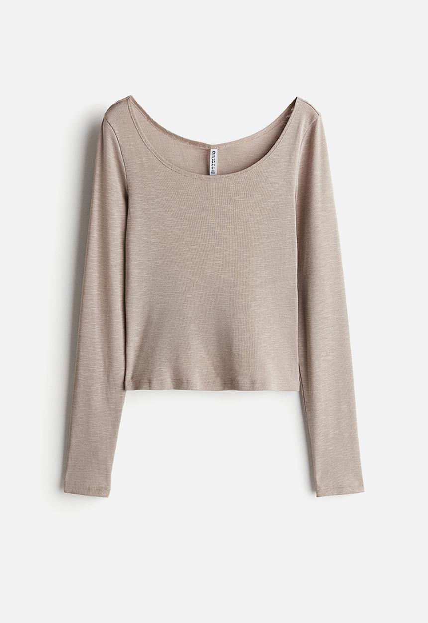 H&M - Boat-neck cotton top - greige