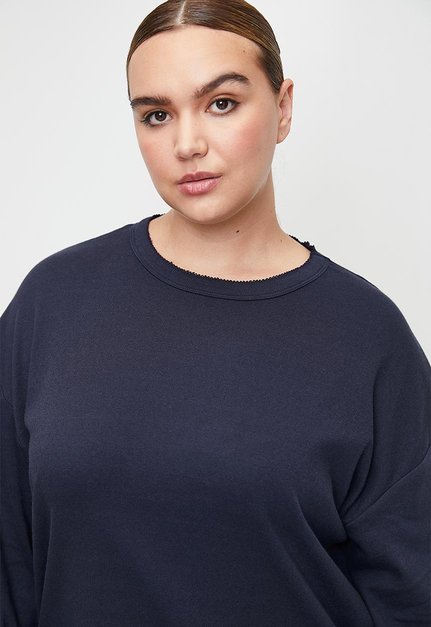 Cotton On - Plus Pointelle Rib Long Sleeve Top - Navy Vision