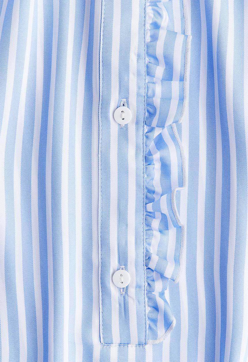 H&M - Frill-trimmed blouse - light blue striped