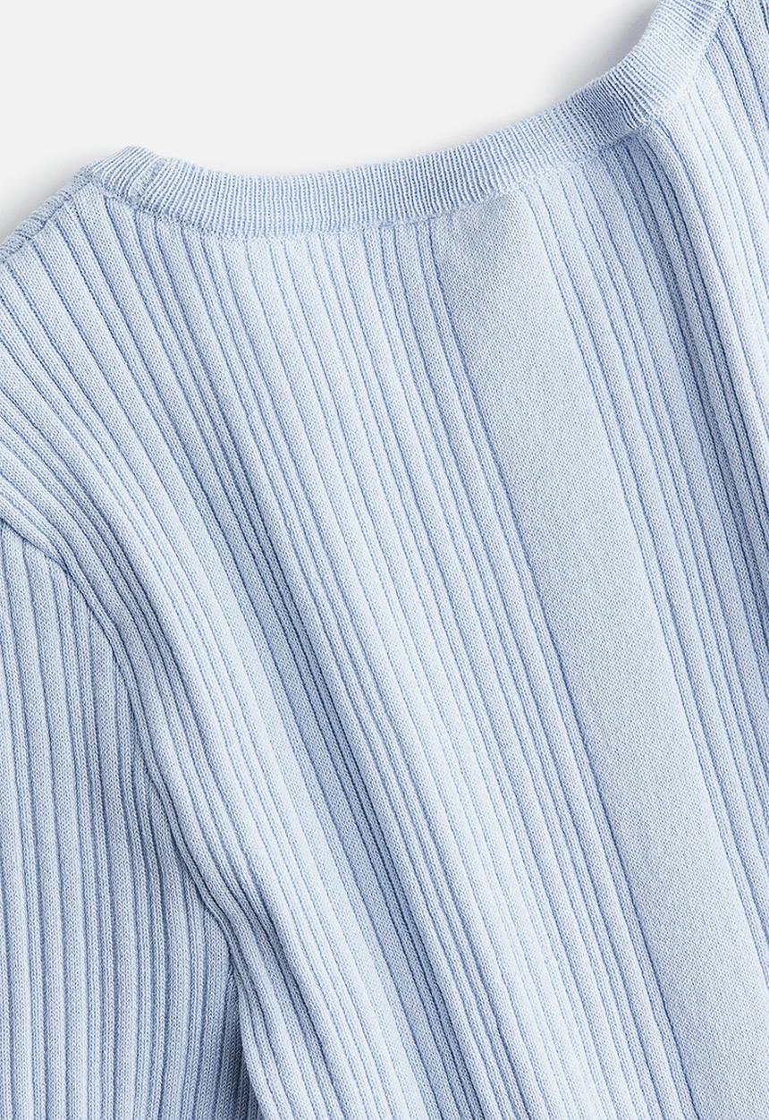 H&M - Rib-knit bodycon dress - light blue 