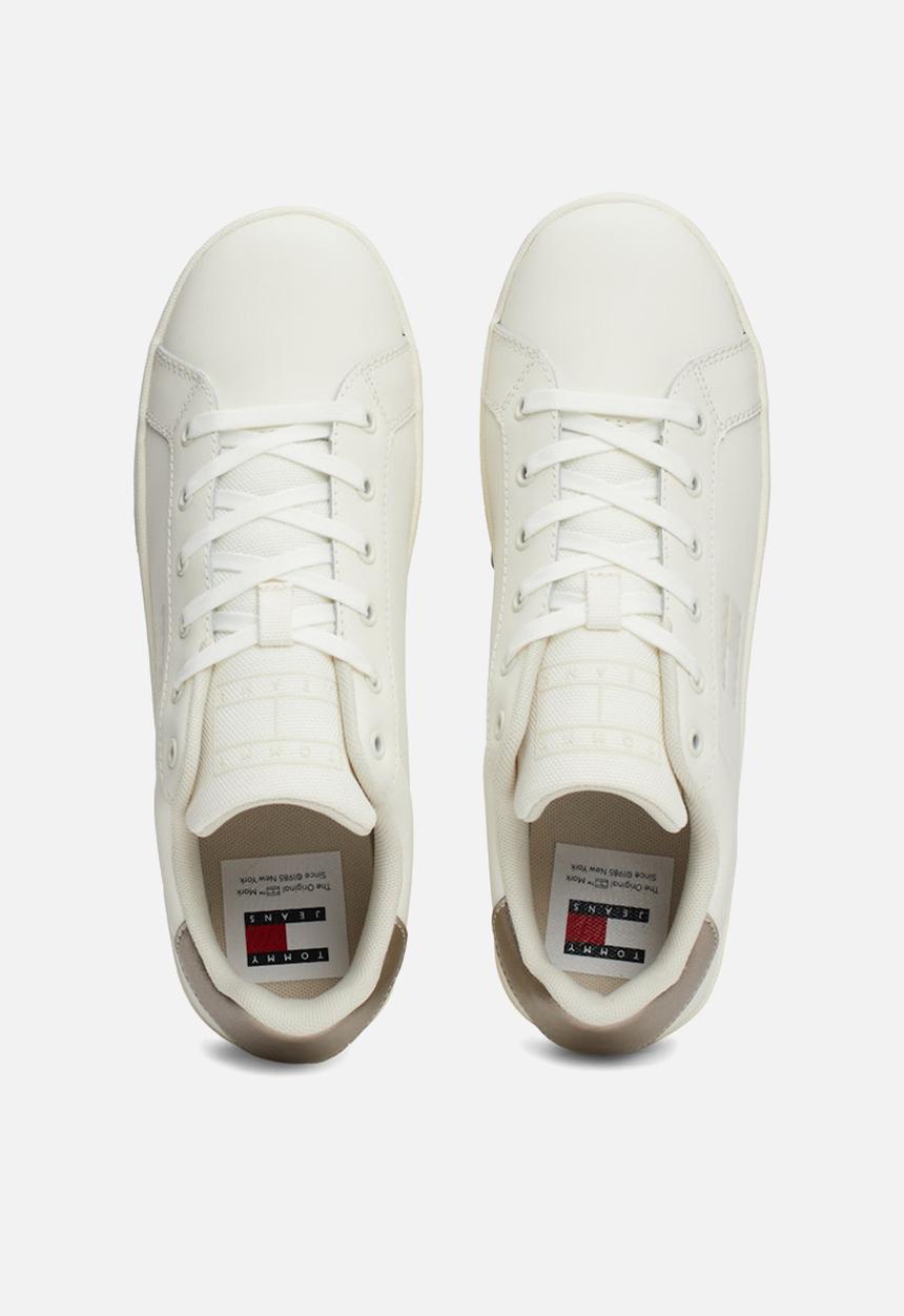 Tommy Hilfiger - Flatform leather sneaker - ivory/gray gold