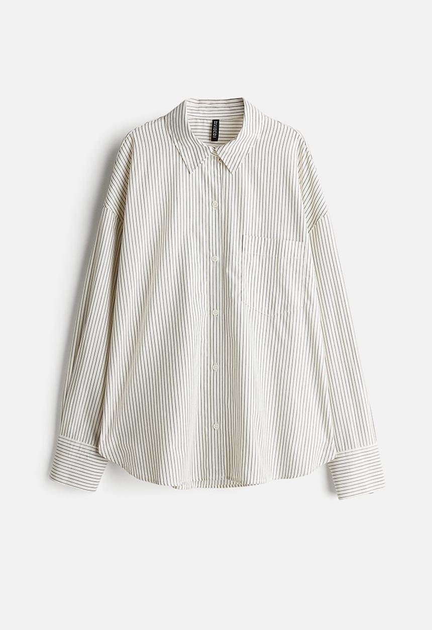 H&M - Oversized cotton shirt - white,multi