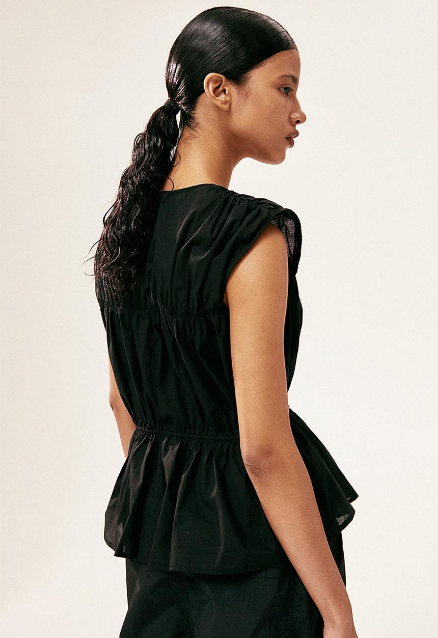 H&M - Tie-detail cotton blouse - black
