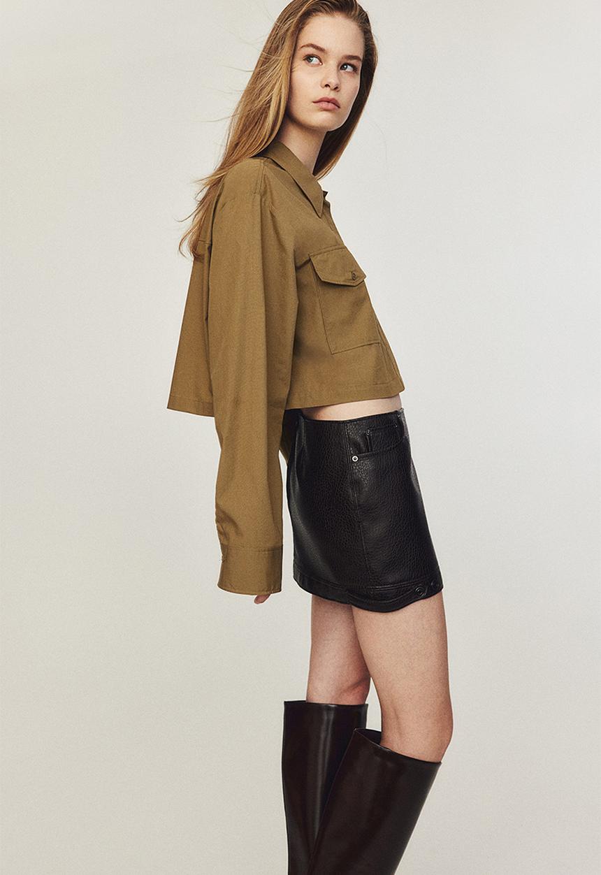 H&M - Cropped cargo shirt - beige