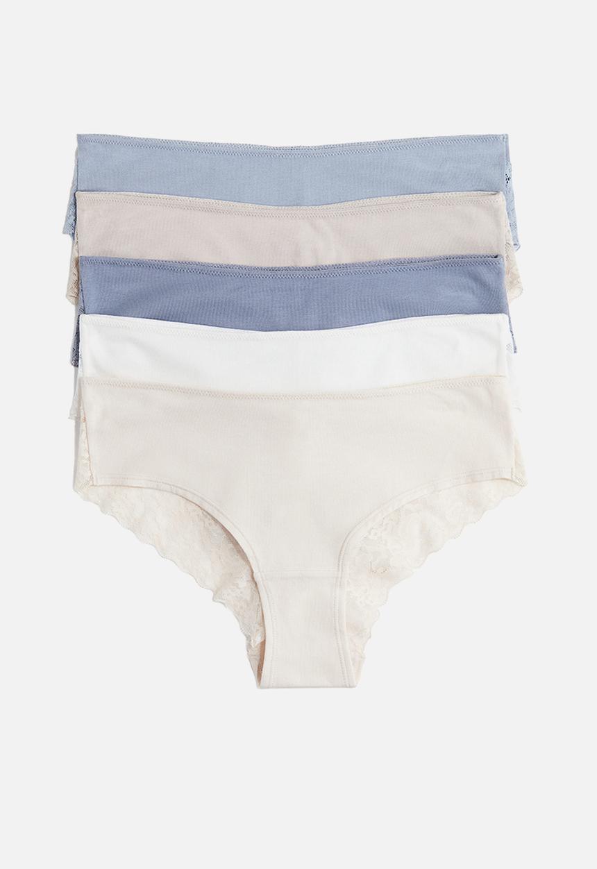 H&M - 5-pack hipster briefs - beige,blue,white