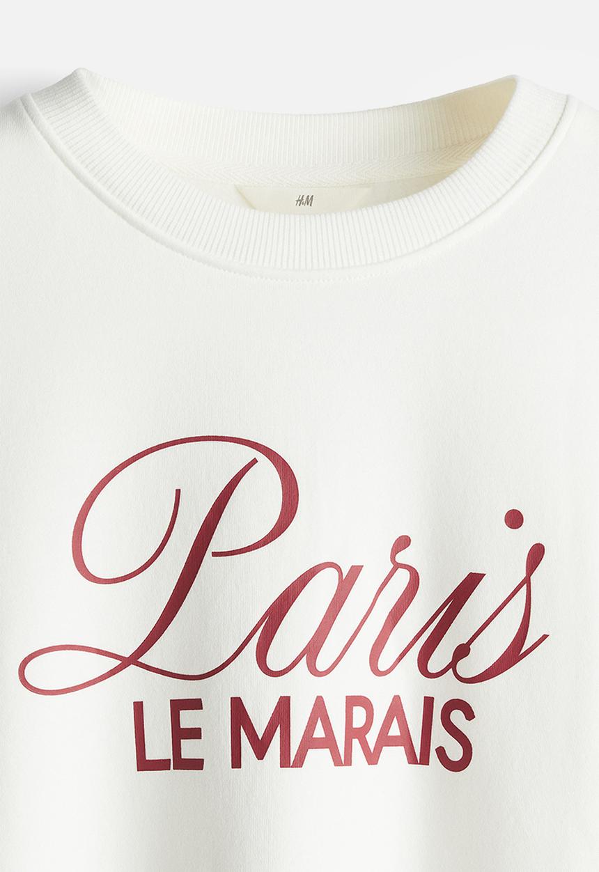 H&M - Crew-neck sweatshirt - white/paris