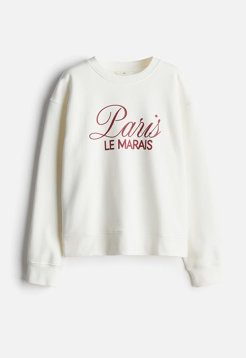 H&M - Crew-neck sweatshirt - white/paris
