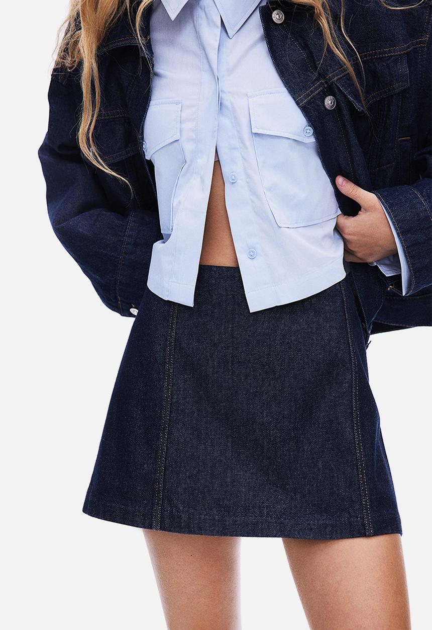 H&M - A-line mini skirt - dark denim blue