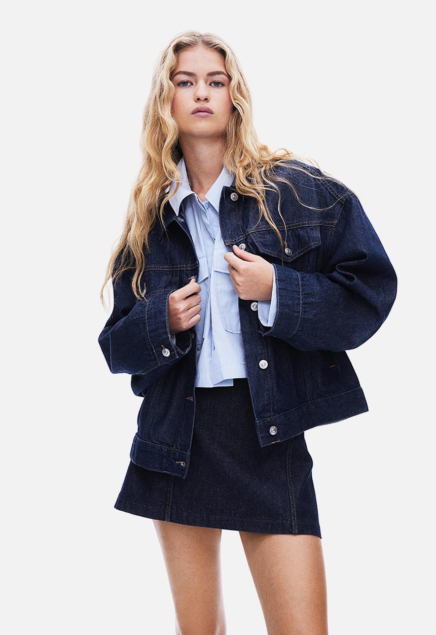 H&M - A-line mini skirt - dark denim blue