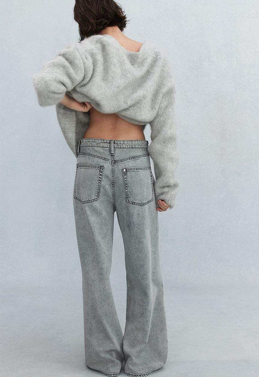 H&M - Feather soft super wide ultra high jeans - dusty grey
