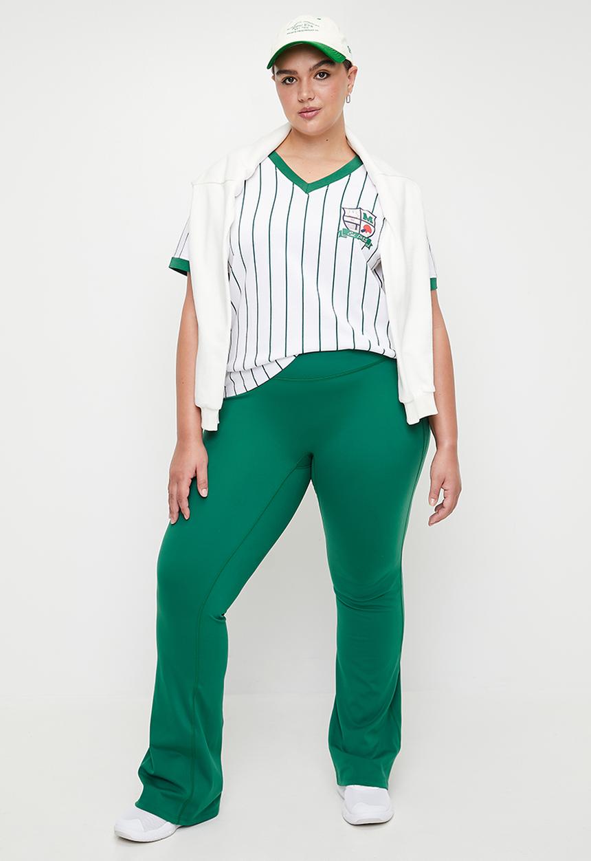 Cotton On - Plus Active V Neck Tshirt - Alpine Green Stripe/Lcn Miffy