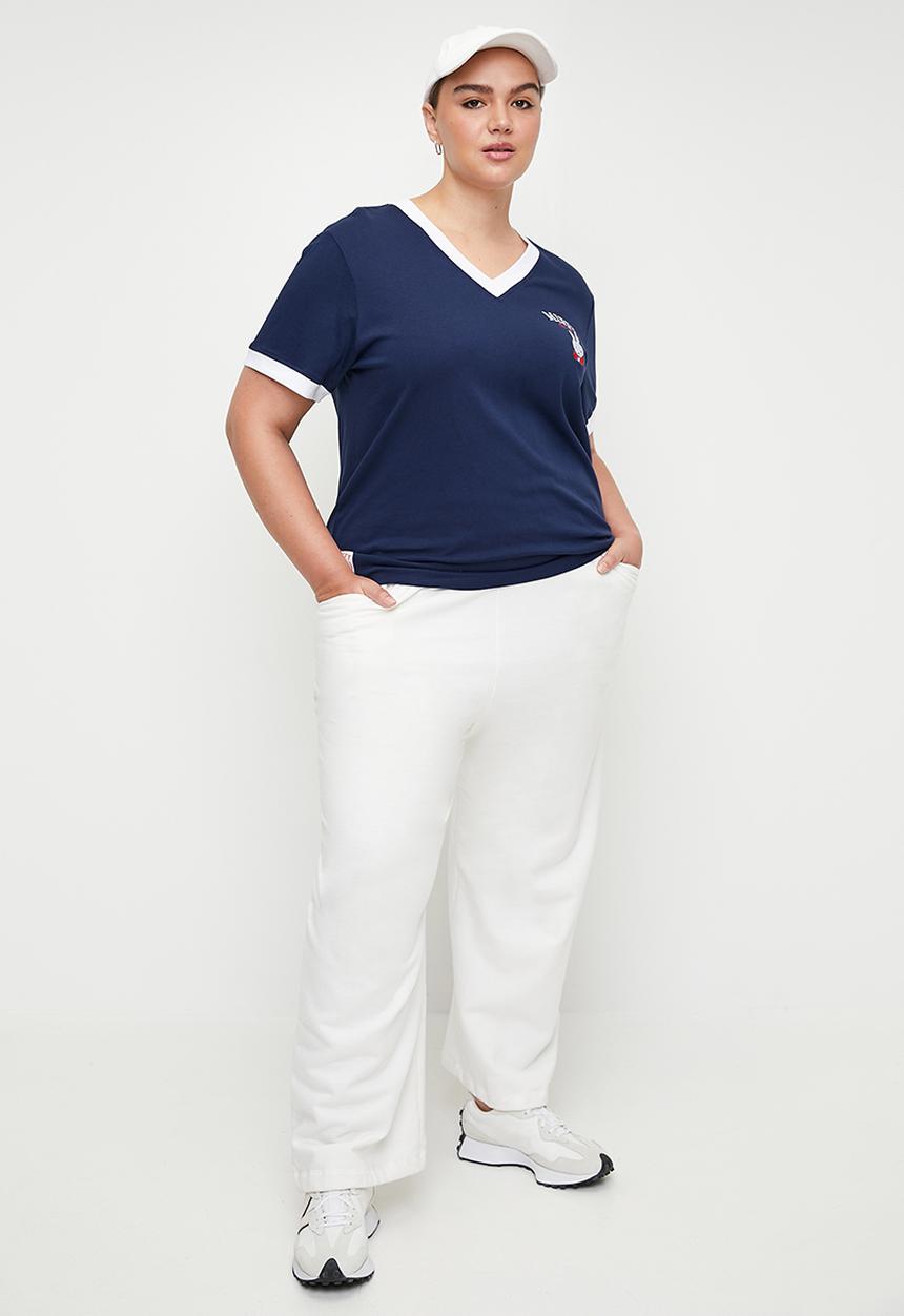 Cotton On - Plus Active V Neck Tshirt - Heritage Blue Stripe / Lcn Miffy