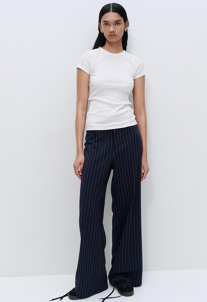 Ribbed T-shirt - cream - 1254668001