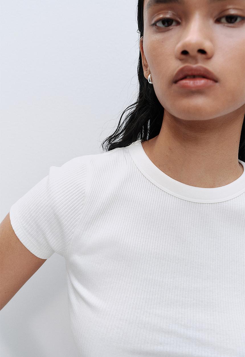 H&M - Ribbed T-shirt - cream