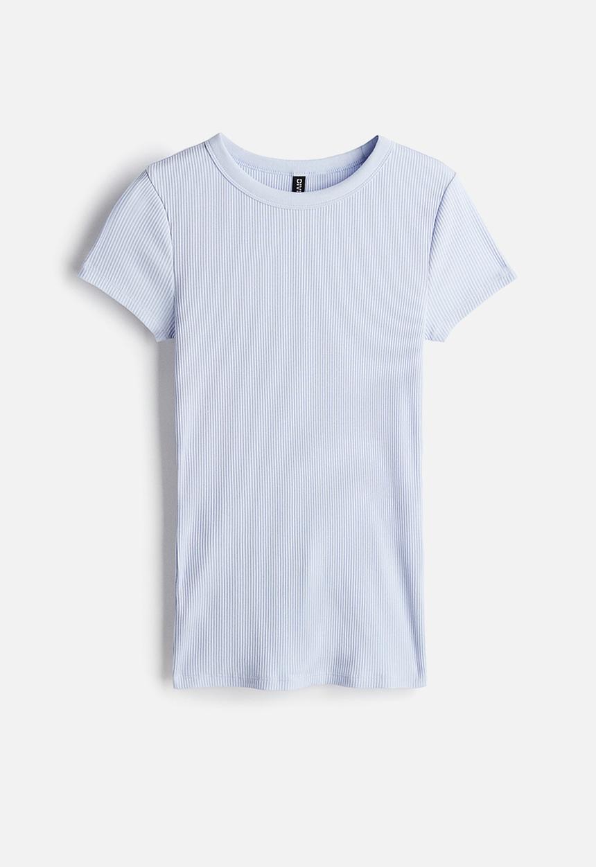 H&M - Ribbed T-shirt - light blue