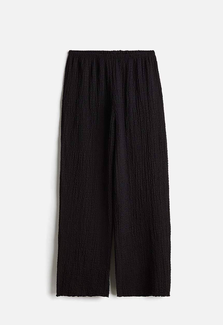 H&M - Wide crinkled trousers - black