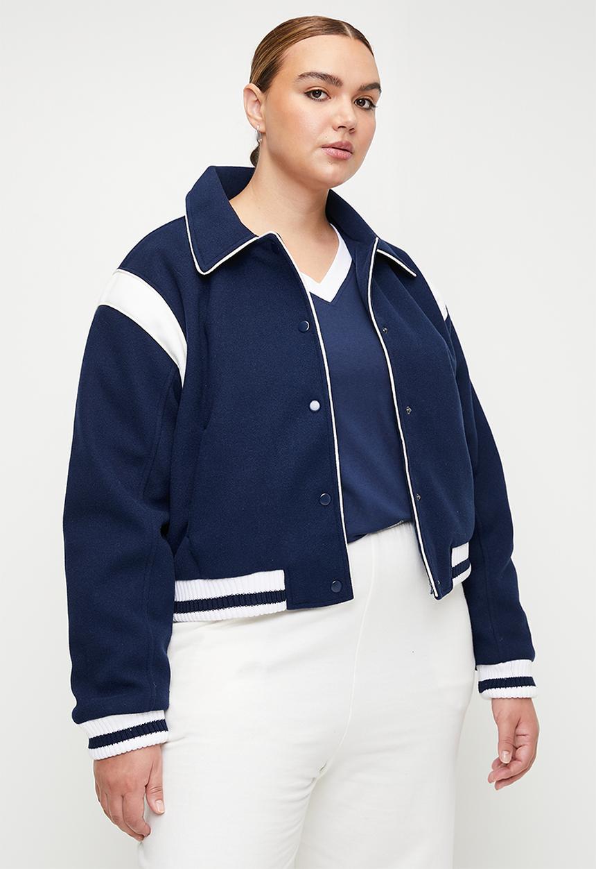 Cotton On - Plus On Field Panelled Bomber Jacket - Heritage Blue