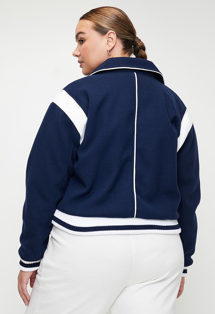 Cotton On - Plus On Field Panelled Bomber Jacket - Heritage Blue
