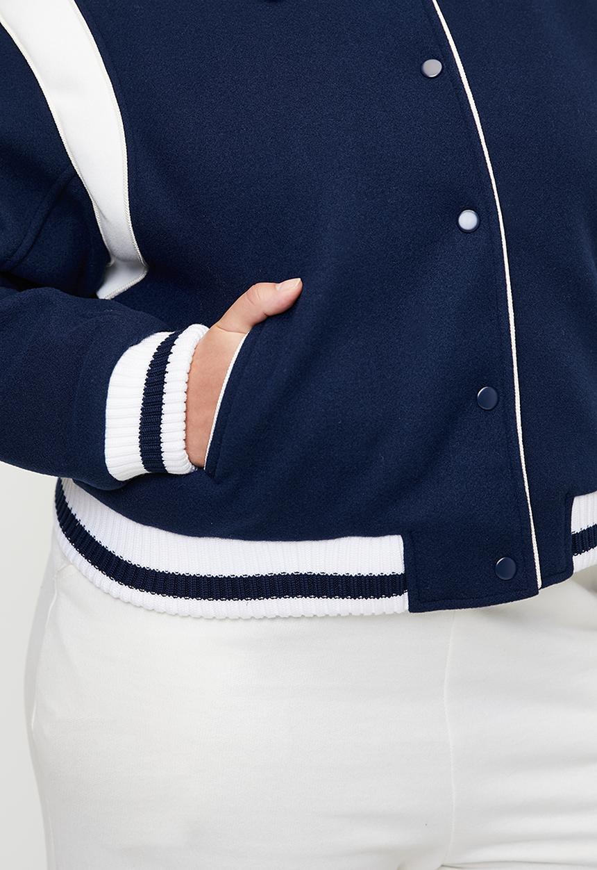 Cotton On - Plus On Field Panelled Bomber Jacket - Heritage Blue