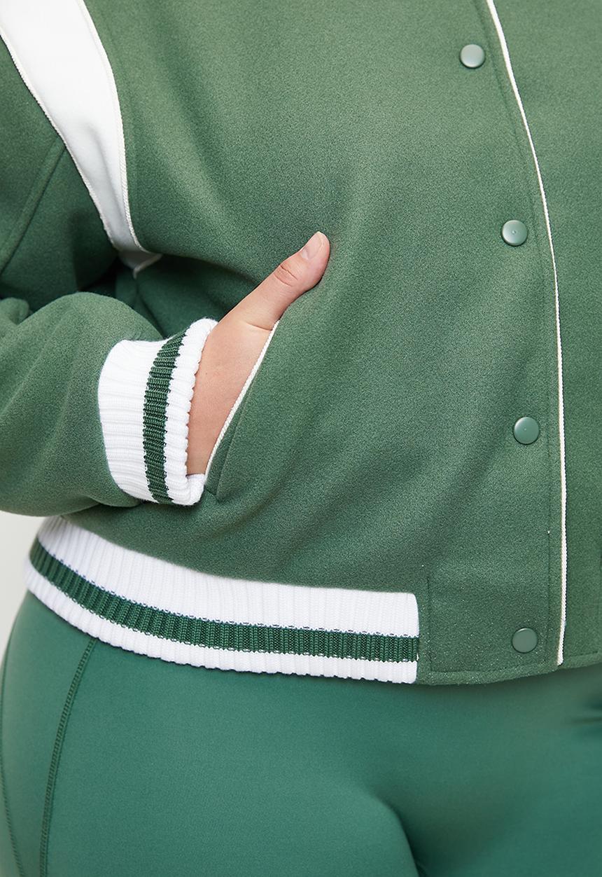 Cotton On - Plus On Field Panelled Bomber Jacket - Emerald Forest