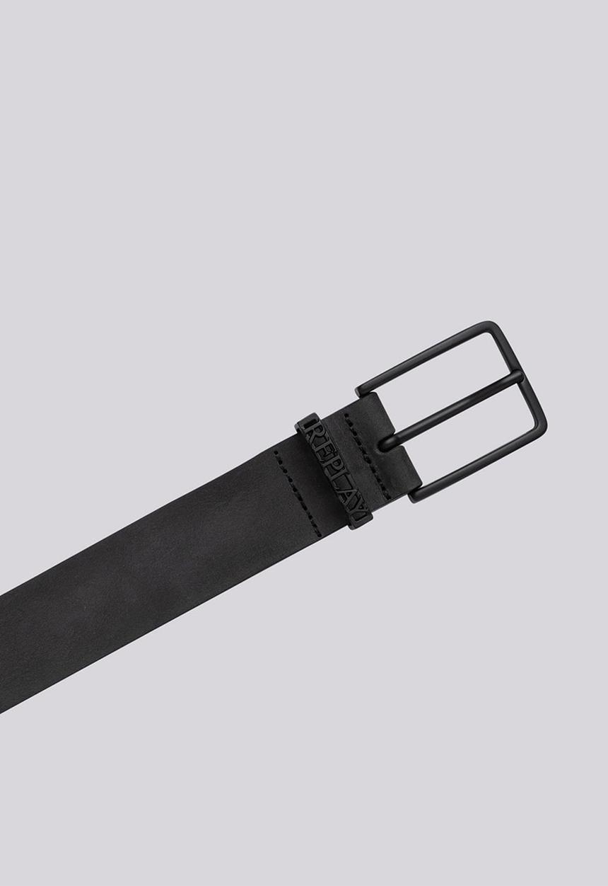Replay - Velvet Leather Belt - Black
