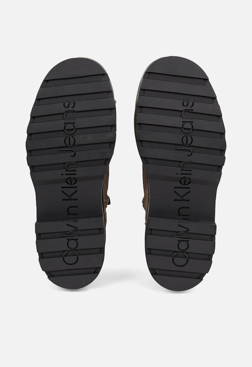 Calvin Klein - Flatform leather lace up boot - fossil/black
