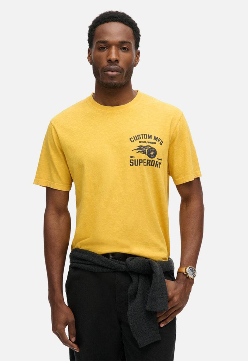 Superdry. - Lo-fi biker graphic loose tee - pigment yellow