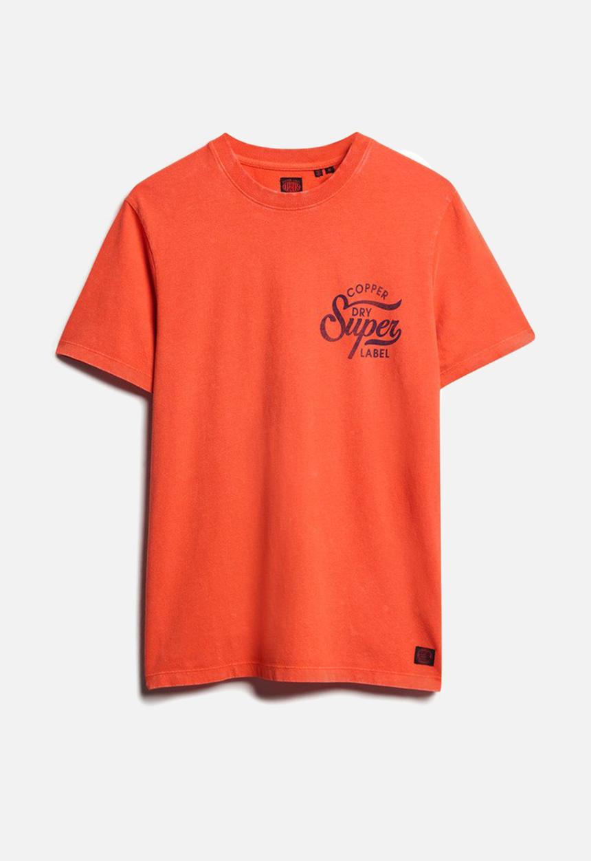 Superdry. - Copper label chest graphic tee - denim co rust orange