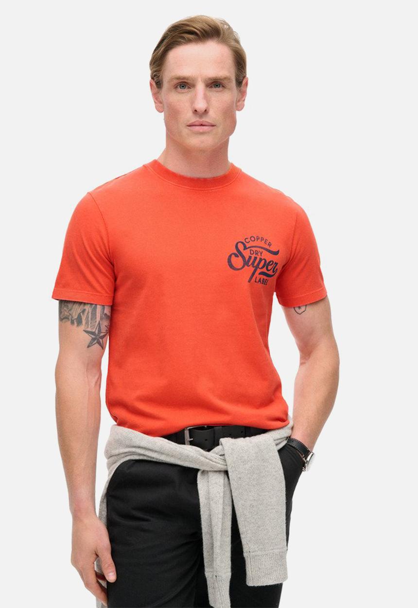 Superdry. - Copper label chest graphic tee - denim co rust orange
