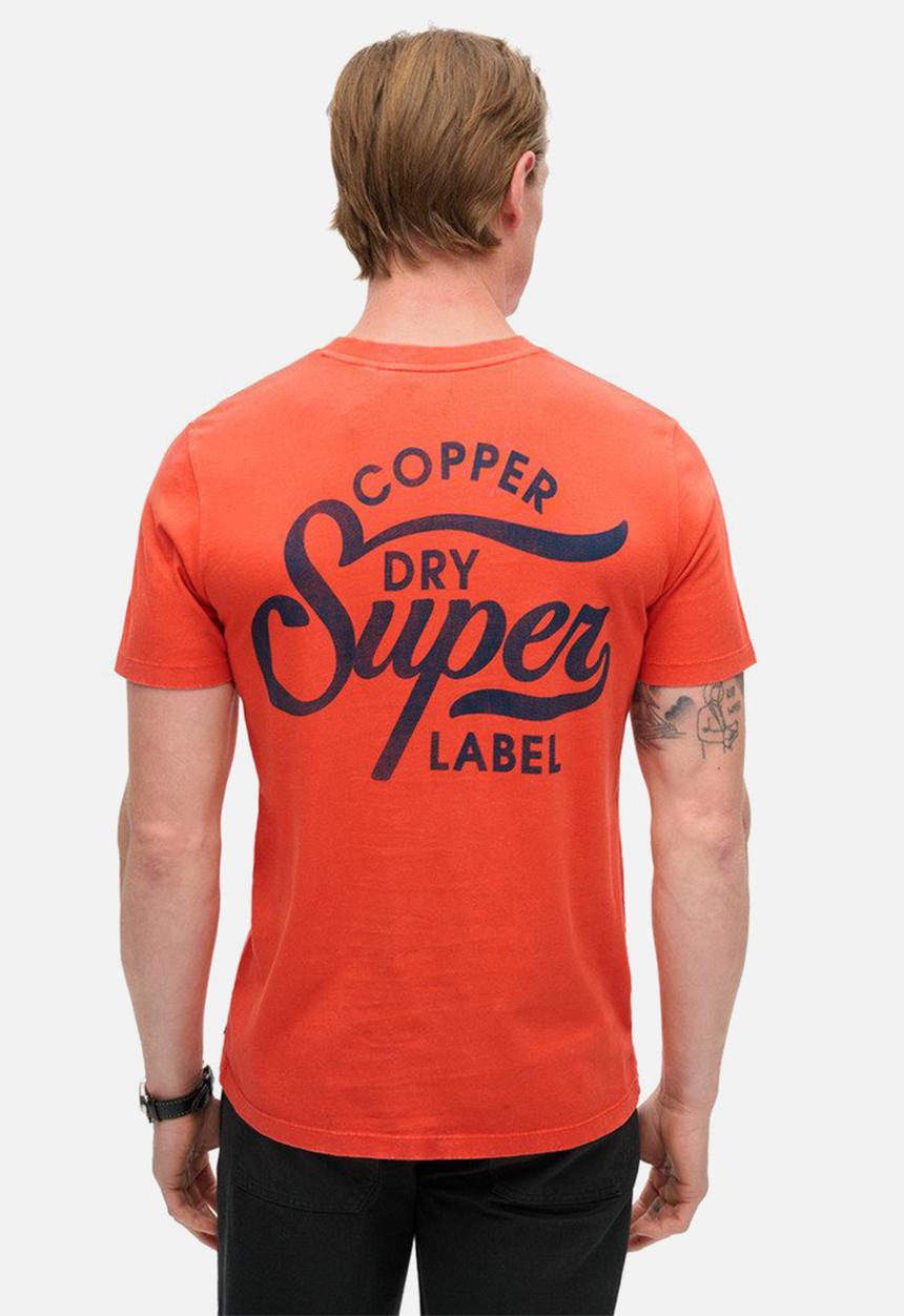 Superdry. - Copper label chest graphic tee - denim co rust orange