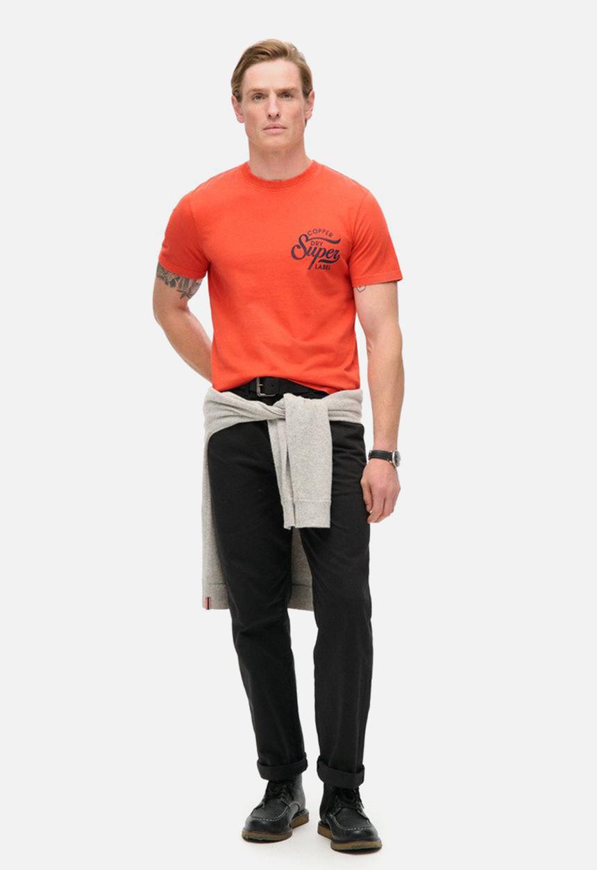Superdry. - Copper label chest graphic tee - denim co rust orange