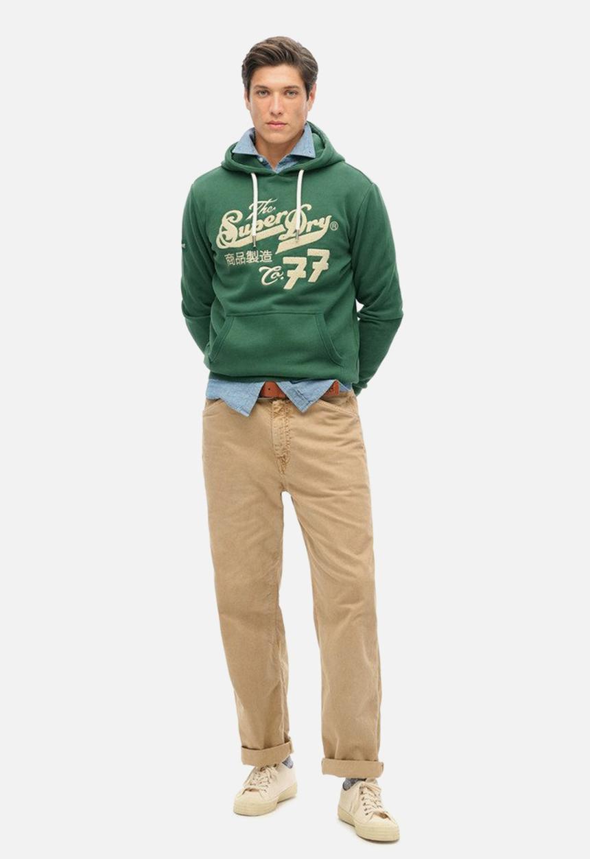 Superdry. - Embroider script graphic hood - academy green