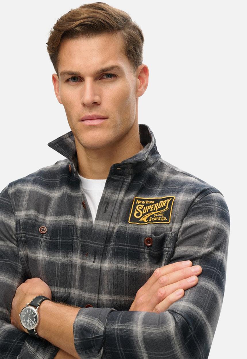 Superdry. - Embroidered Check Overshirt - Roderick Check Black