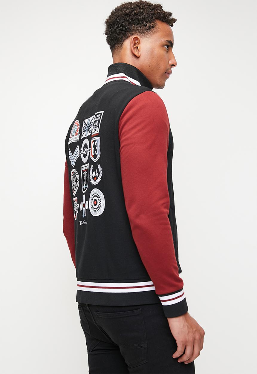 Ben Sherman - Varsity Bomber Jacket - Black/berry