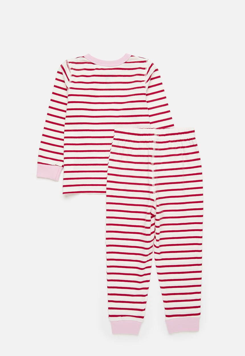 Cotton On - Ava long sleeve pyjama set - marian stripe vanilla/varsity red