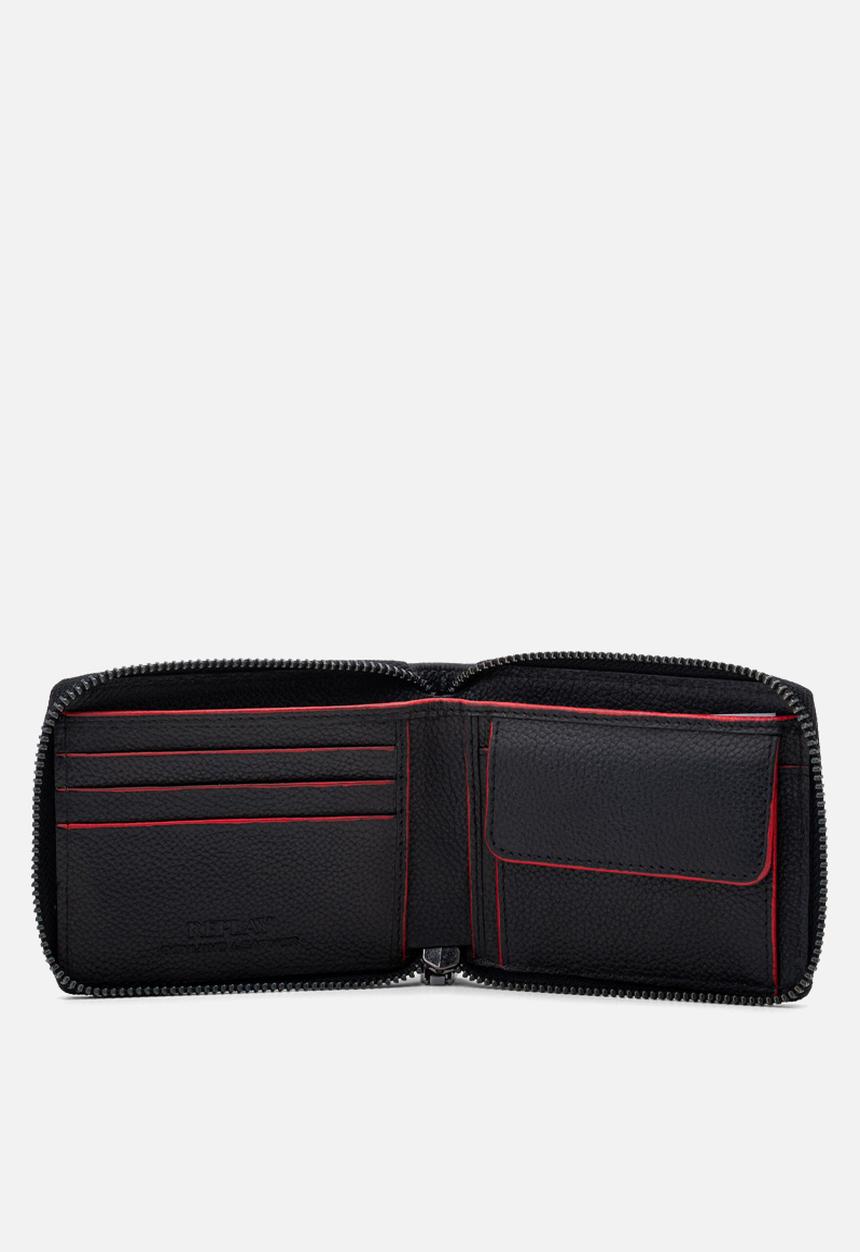 Replay - Cow Hammered Leather Wallet - Black