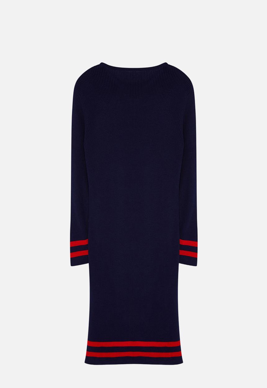 Trendyol - Plus Corduroy Knitwear Plus Size Dress - Navy Blue
