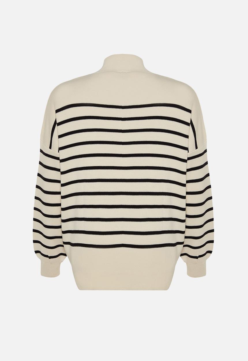 Trendyol - Striped Knit Sweater - Ecru 