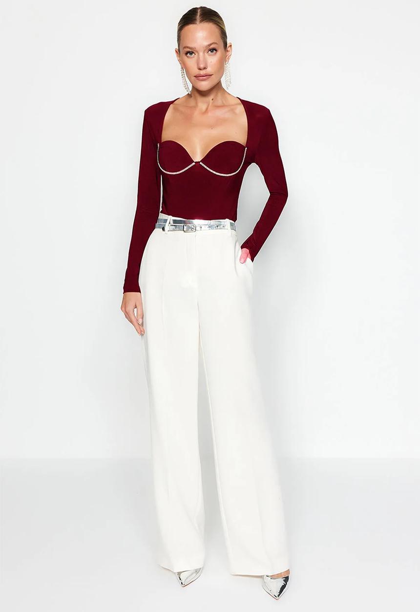 Trendyol - Claret shiny stone body - red