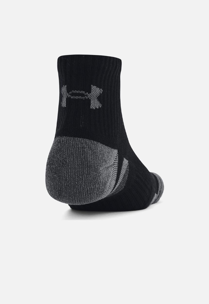 Under Armour - UA Performance Cotton 3 Pack Qtr - Black / Black / Pitch Gray