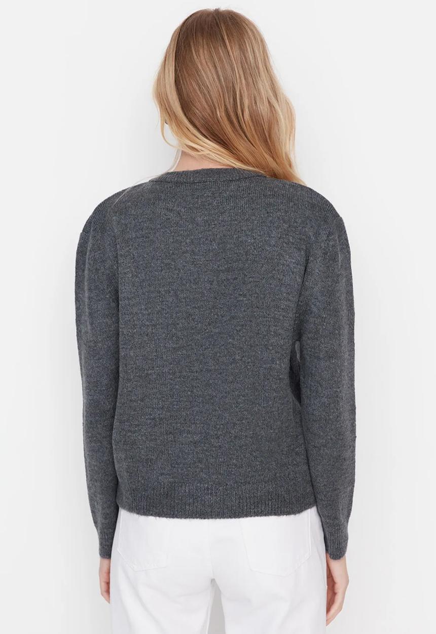 Trendyol - Jewel button jacket style knitwear cardigan - anthracite 