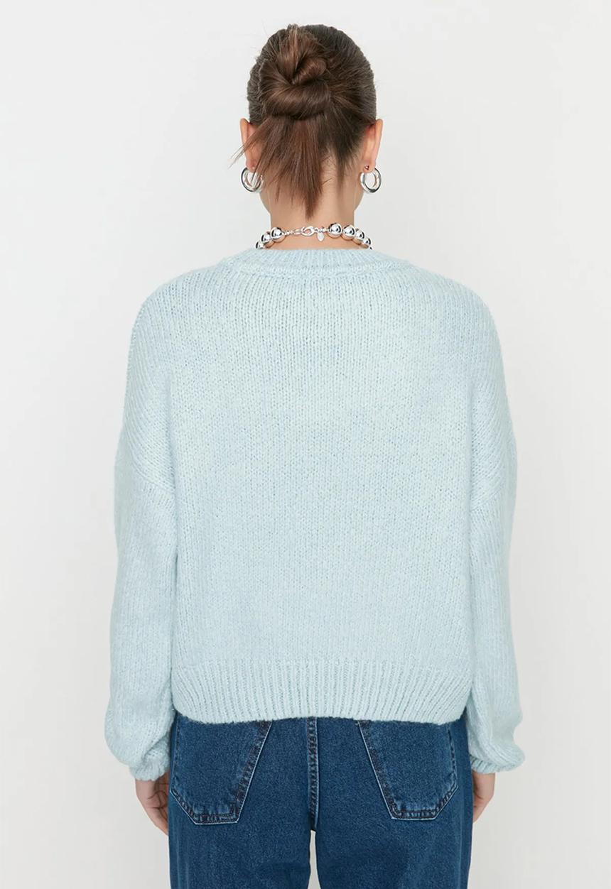 Trendyol - Wide fit soft textured knitwear sweater - mint 