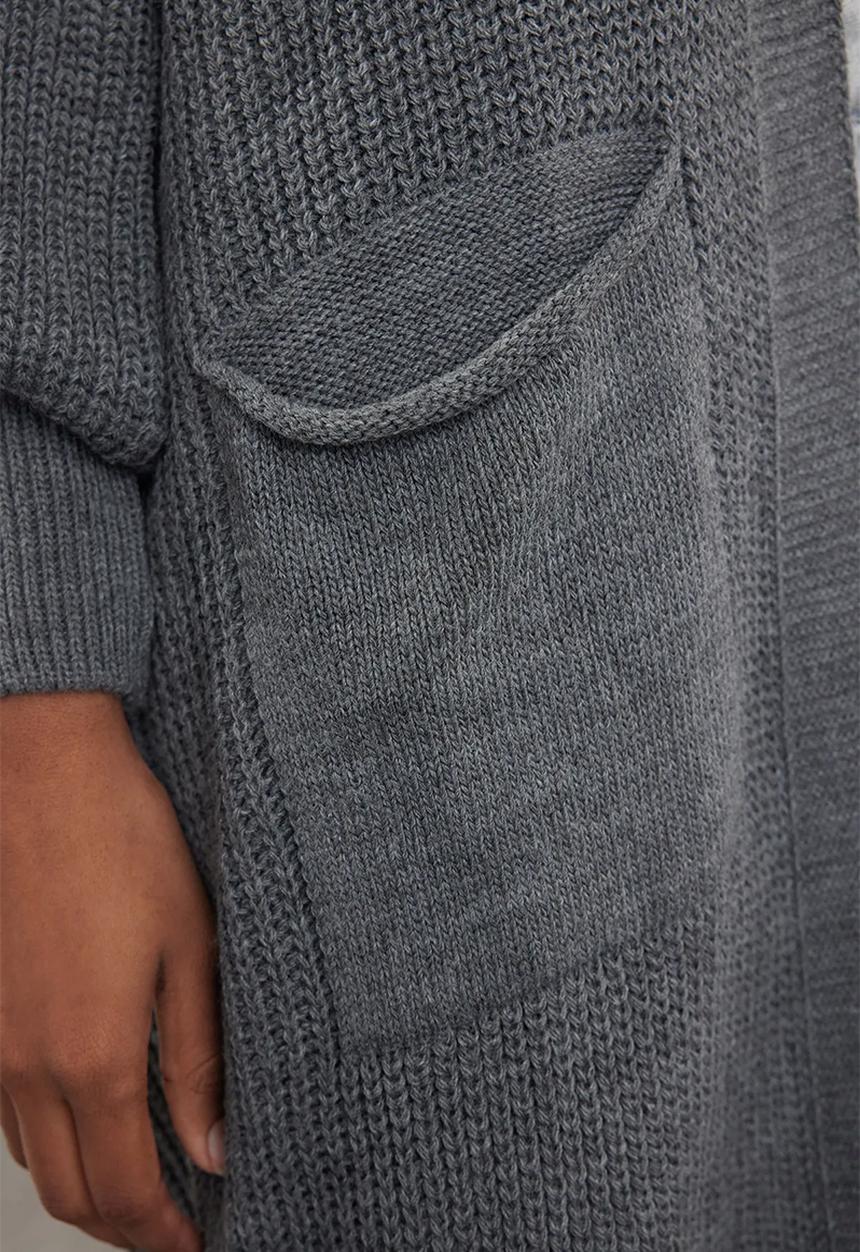 Trendyol - Anthracite maxi basic knitwear cardigan