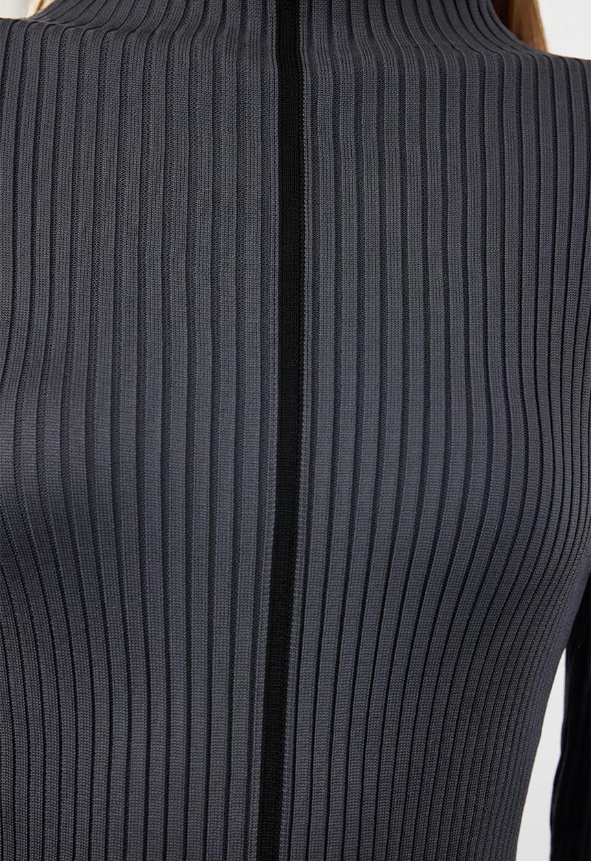 Trendyol - Mini Knitwear Contrast Color Dress - Grey